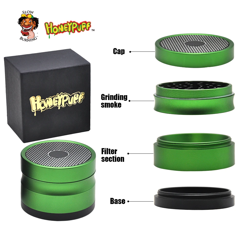HONEYPUFF измельчитель табака Dia.63mm 4 слоя древних Форма алюминиевый травы специй