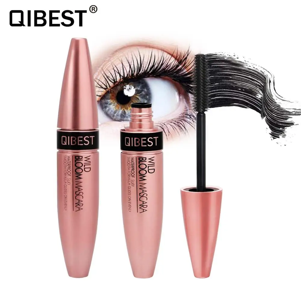 

QIBEST Waterproof 4D Makeup Eyelash Mascara Eyelash Makeup Silk Fiber Lash Extension Long Lasting Lash Curling Mascara Cosmetics