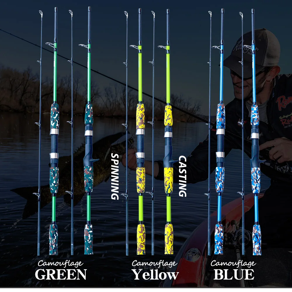 Ultralight Camouflage Spinning Casting Hand Lure Fishing Rod Pesca