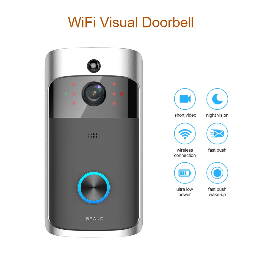 

Smart WiFi Doorbell Ring Camera Security Wireless Video Doorbell HD Infrared Night Vision Motion Detection Alarm Doorphone