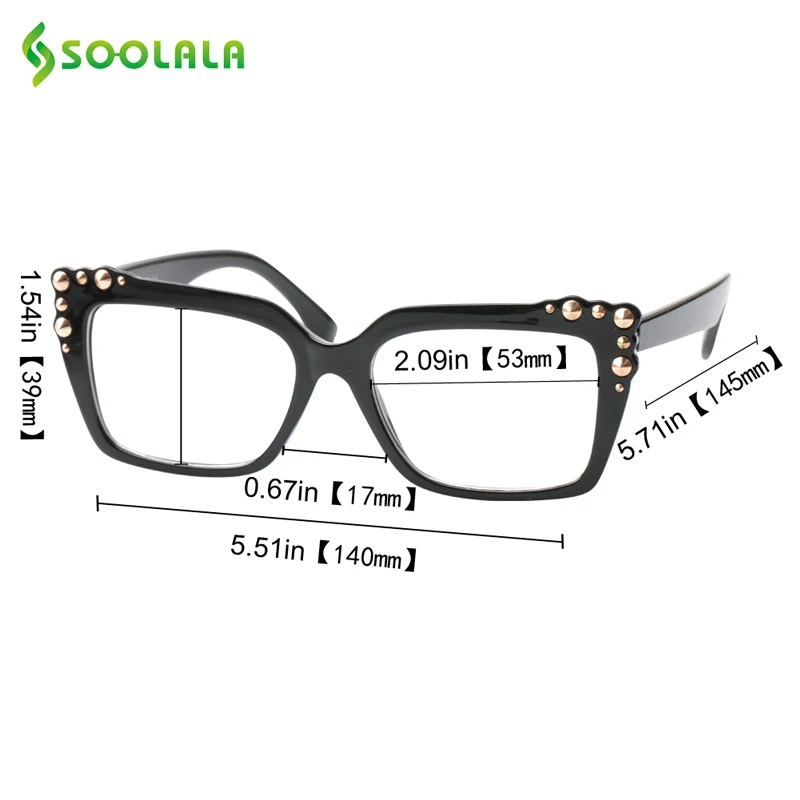 SOOLALA Wo мужские очки для чтения с заклепками, большие полные рамки для чтения, очки для чтения, мужские очки для дальнозоркости es+ от 0,5 до 4,0