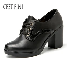 CESTFINI Mode Femmes Haute Talons En Caoutchouc Cheville Bottes Pour Femmes Automne Plate-Forme En Cuir Bottes Femmes Brooke Chaussures Taille 36-40 # B002