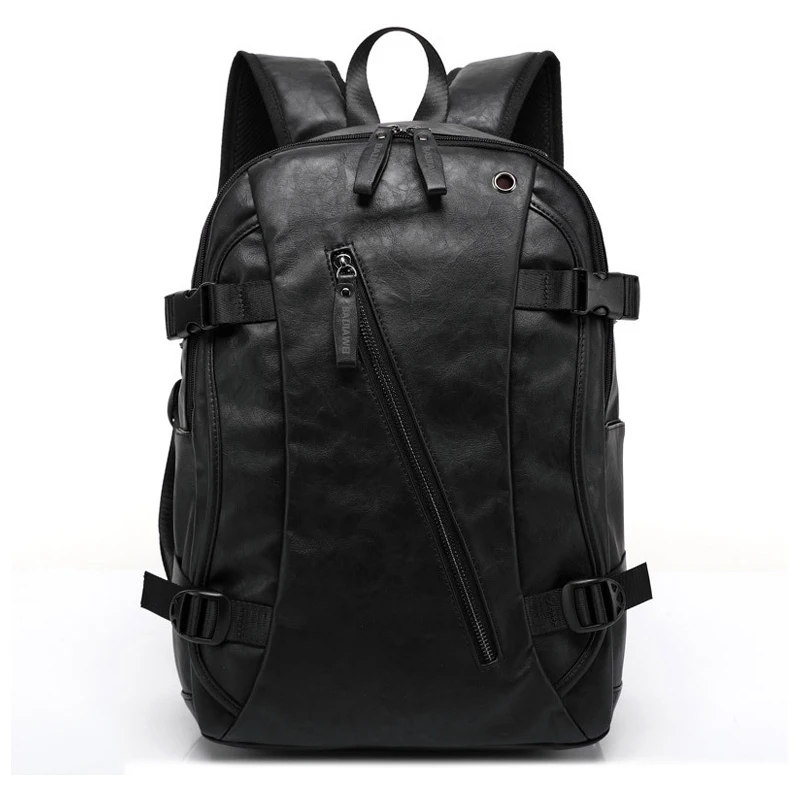 Baiji hombres PU charol mochilas de cuero de moda para hombre Mochila y bolsas de viaje Western College Style bolsas Mochila femenina Baiji hombres PU charol mochilas de cuero de moda para hombre Mochila y bolsas de viaje Western College Style bolsas Mochila femenina