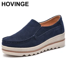 Hovinge Новинка весны осенние Мокасины Женская обувь на плоской подошве; обувь из натуральной кожи женские лоферы слипоны повседневная обувь на платформе, женские мокасины