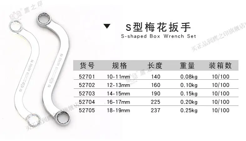 

BESTIR taiwan original tool mirror S-shaped box tool box wrenches 10-11mm 12-13mm 14-15mm 16-17mm 18-19mm metric spanner