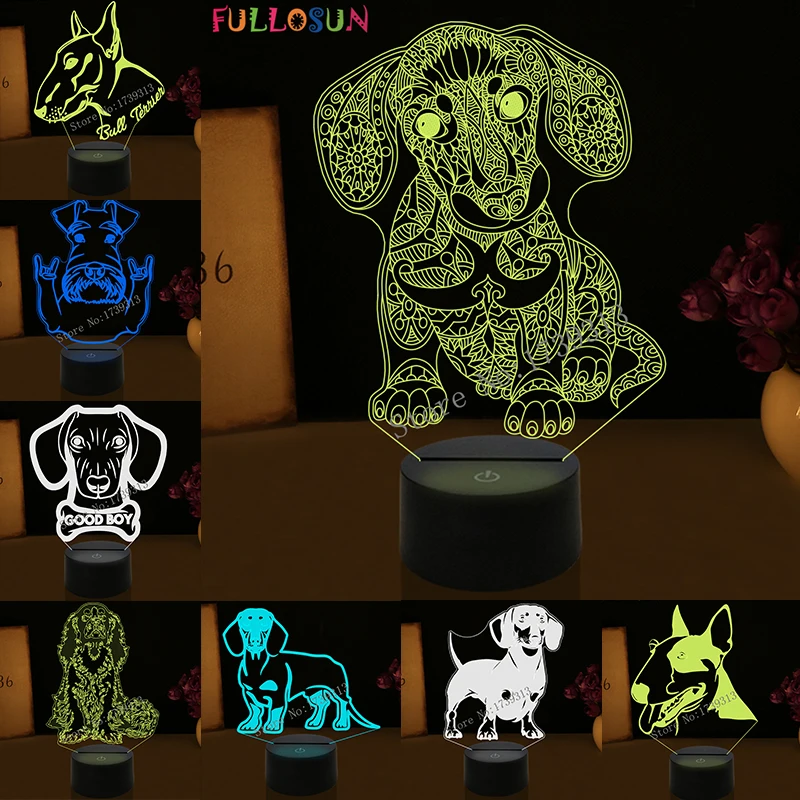 

Creative Kids Baby Gift 3D Illuison Pet Dog Lamp Bull Terrier LED Night Light Creative Decorative Table Lamp