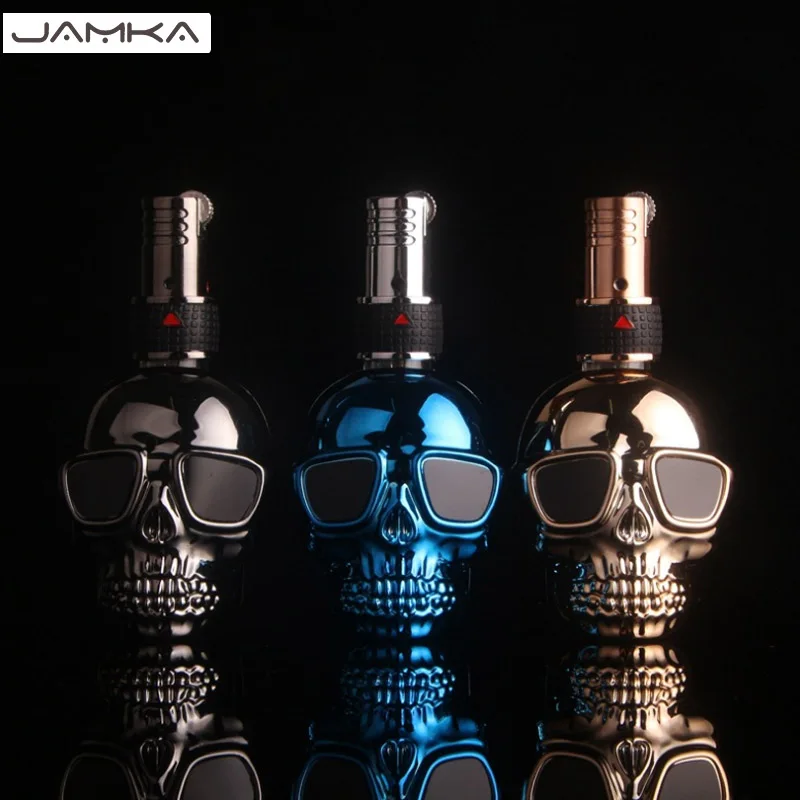 Novelty Grinders Fire Cigarette Lighter Metal Skull Head Statue Punk