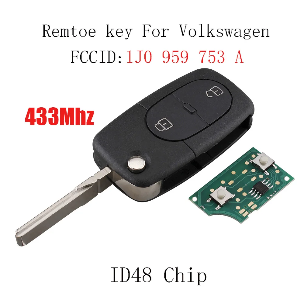 2 кнопки дистанционного ключа автомобиля для VW 1J0959753A Volkswagen Golf MK4 1998 2001 Passat 1997 1999 2000