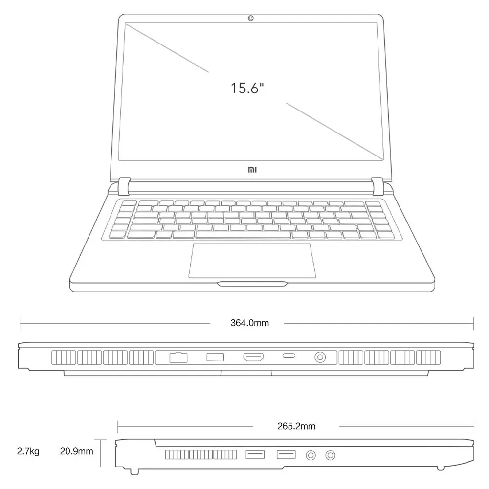 Игровой ноутбук Xiaomi Mi 15 6 дюйма Intel Core 8 ГБ/16 ГБ 512 GDDR5 четырехъядерный процессор GeForce