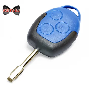 

Keyecu Blue Remote Key Fob 3 Button 433Mhz with 4D63 Chip for Ford Transit WM VM 2004-2014 F021 Key Blade