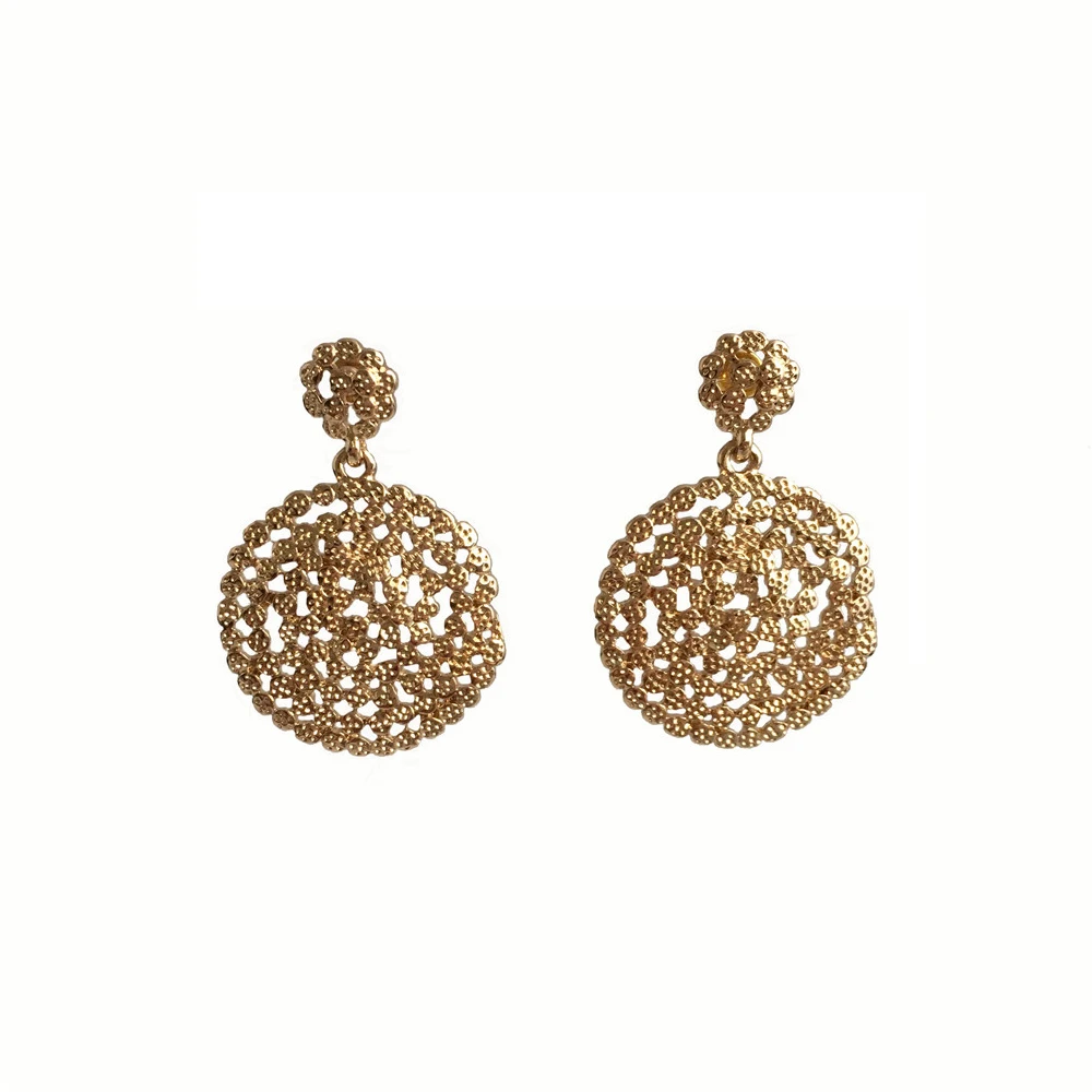 

CASUAL WOMEN EARRING GOLD RHODIUM COLOR PLATING FILIGREE DROP EARRING