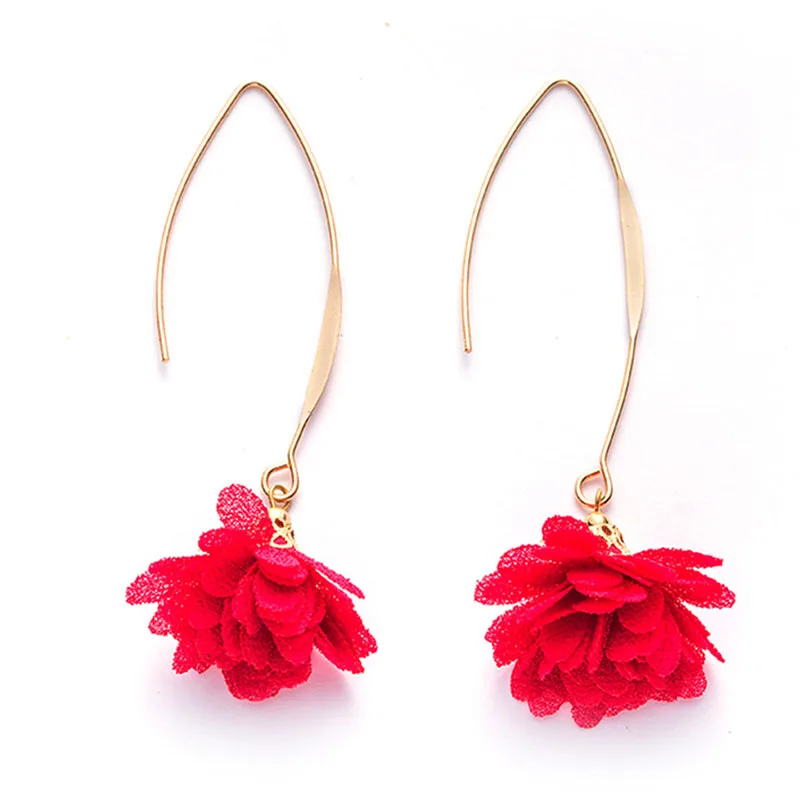 

GUVIVI Flower Lovely Tassel Long Drop Earrings Gold Color Night Dangle Pendientes Brincos Statment Ear Jewelry Best Gift
