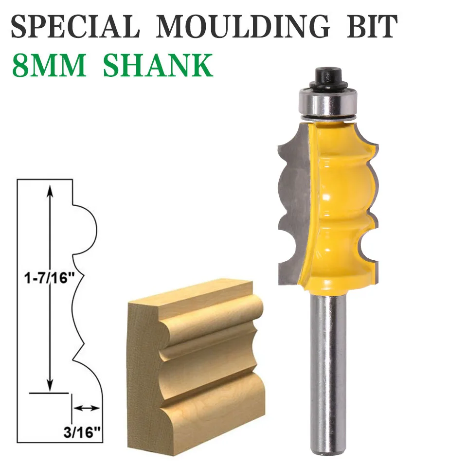1 шт. 8 мм хвостовик специальный формовочный битовый Карбид формовочный фрезерный бит Обрезка древесины фрезерный резак для резчик по дереву электроинструменты