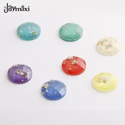 Jaymaxi 12 мм искусственная Druzy Смола Золото Цвет Фольга плоским дном AB Цвет Jewelry изготовление аксессуаров DIY 50 шт./лот