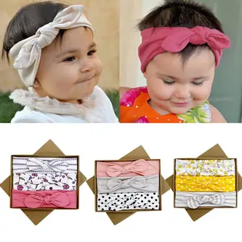 

Baby headband 3Pcs Kids Floral Headband Hair Girls baby Bowknot Accessories Hairband Set newborn photography props 0718