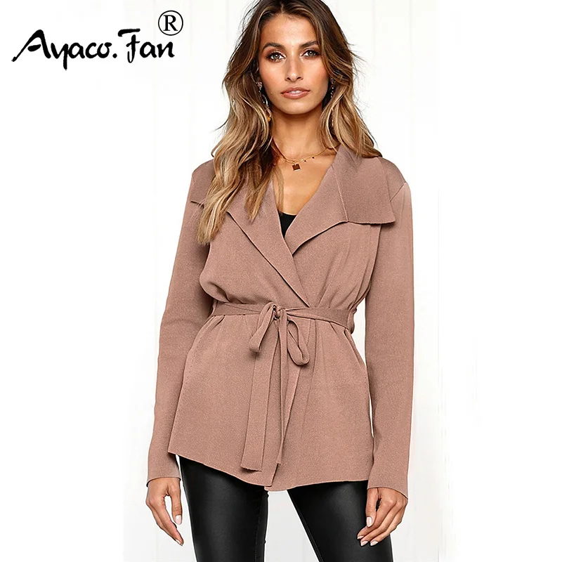 

2019 New Autumn Winter Fashion Women Long Sleeve Loose Knitting Sweater Lady Knitted Female Cardigan Trench Style Coat femme