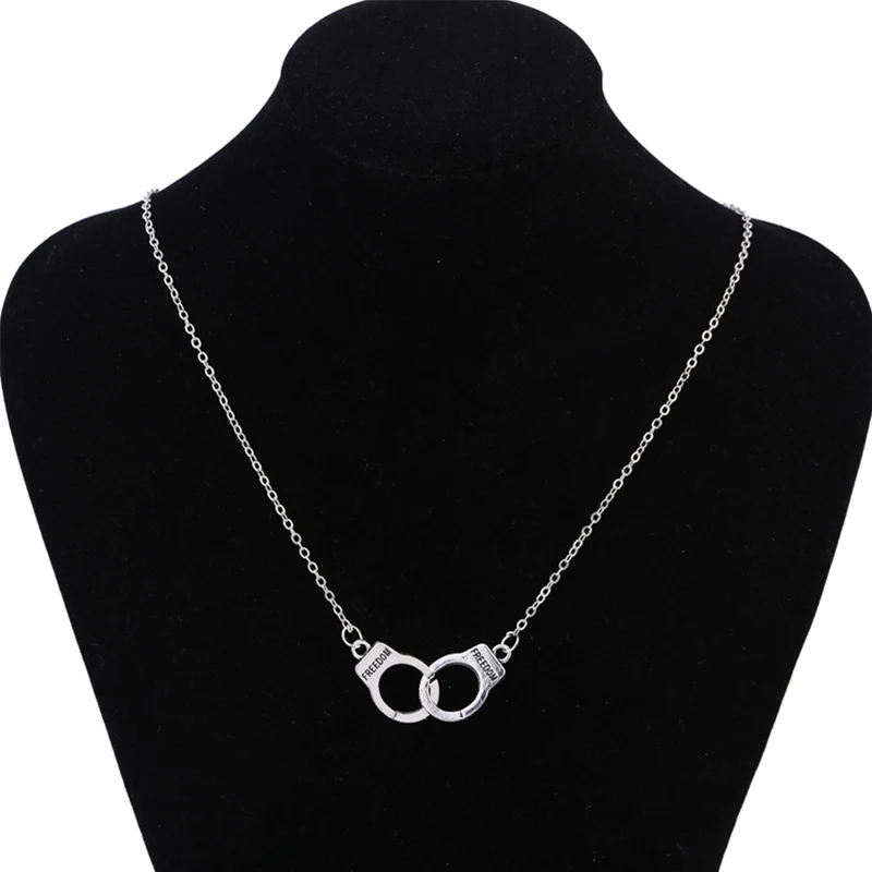 

1PC Hot Alloy Pendant Necklaces For Women Men Adjustable Handcuffs Choker Silvery Unique Allergy Free Valentine's Day Lover Gift