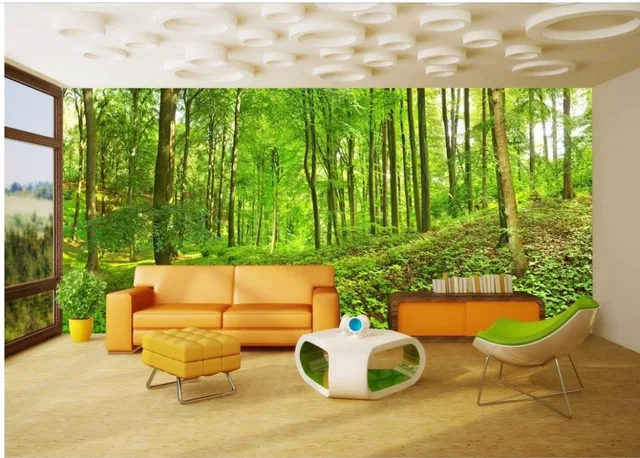 Wallpaper For Walls 3 D Living Room Green Forest Wallpaper For Walls 3 D Living Room Green Forest Murals Beautiful Scenery Wallpapers