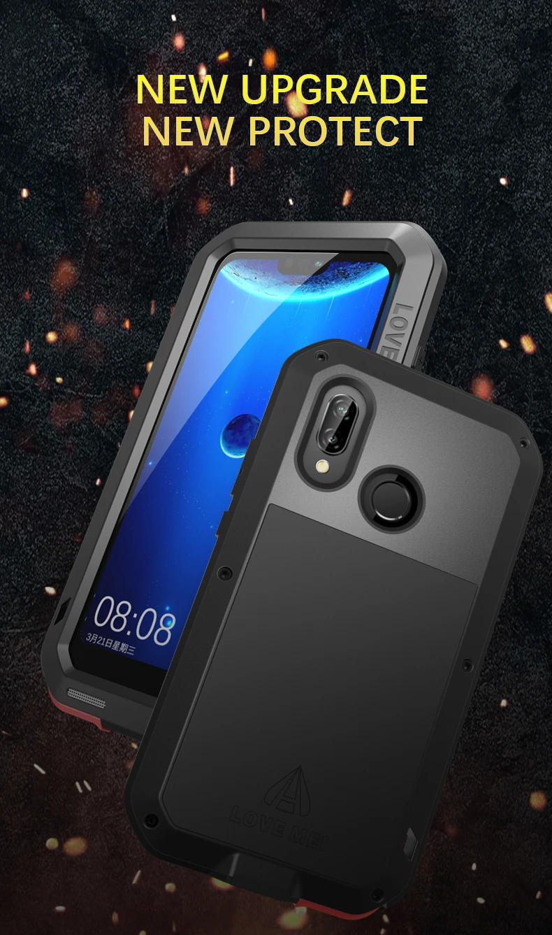 

Gorilla glass film gift) LOVE MEI Metal Waterproof Case For Huawei P20 Lite 5.84 Shockproof Cover For huawei Nova 3E cover capa