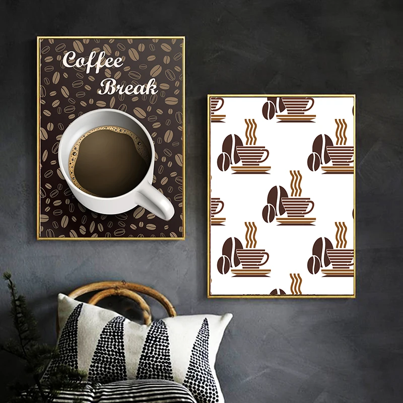 Vintage Europe Coffee Break Canvas Print Paintings Kitchen Poster POP Wall Art Pictures on Canvas for Restaurant Home Decor
