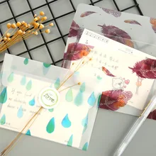 3Sheets/Pack Colorful Feather Translucent Envelop Message Card Letter Paper Storage Stationary Gifts