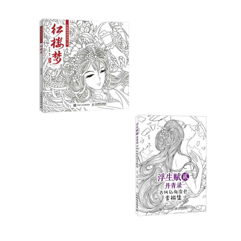2 pz libri da colorare per adulti linea disegno libro Cinese antico figura pittura libri d