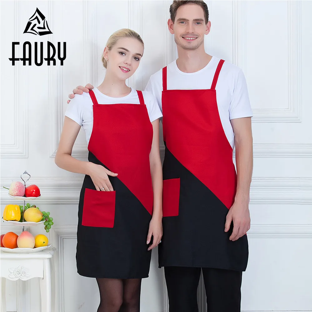

Unisex Spliced Color Strappy Cross Bandage Pocket Beauty Salon Work Wear Uniforms Restaurant Chef Kitchen Cooking Wear Aprons