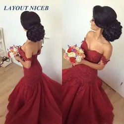 Сексуальные красные вечерние платья русалки 2019 Robe De Soiree с v-образным вырезом с открытыми плечами и кружевной аппликацией знаменитостей vestido