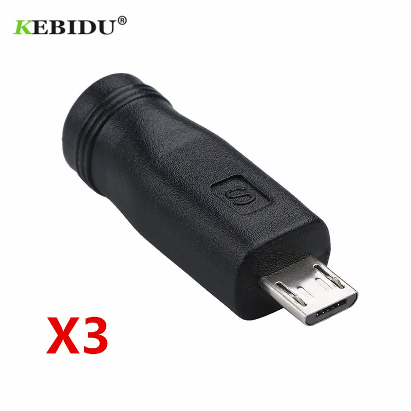 Kebidu 3 шт. 5 5x2 1 мм гнездо к Mini / Micro USB папа Pin DC зарядное устройство адаптер конвертер