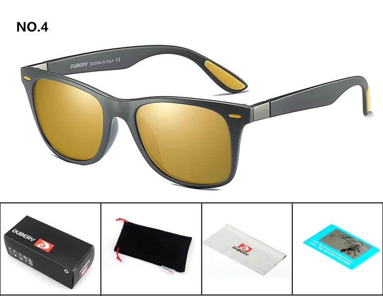 DUBERY поляризованные солнцезащитные очки для Для мужчин Спорт вождения солнцезащитные очки Для мужчин площадь личность Цвет зеркало Роскошные Брендовая Дизайнерская обувь UV400 - Цвет линз: 04
