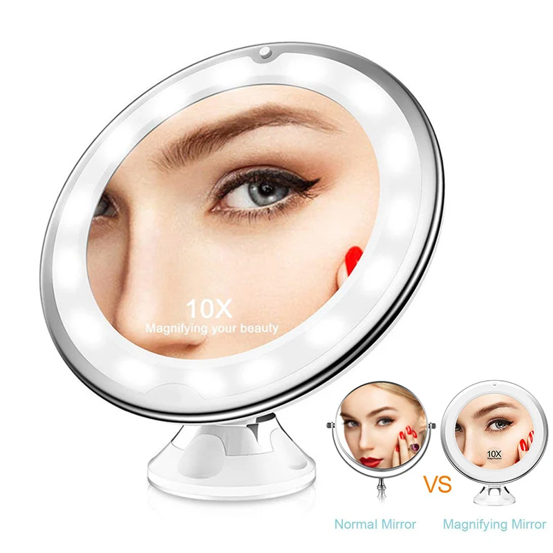

LED Light 10X Magnifying Makeup Mirror with Suction Cup 360 Rotate for Home Travel Bathroom @ME88