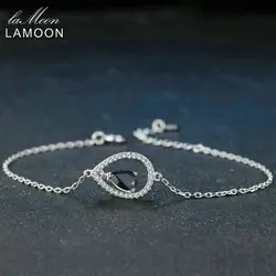 Lamoon 5X7 мм Teardrop 100% реальный синий сапфир 925 пробы Серебряные ювелирные изделия S925 браслет LMHI036