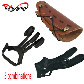 

Adjustable Archery Arm Guard + Three fingers Finger Guard Protector+Archery Chest Protector Guard Hunting Archery Accessories