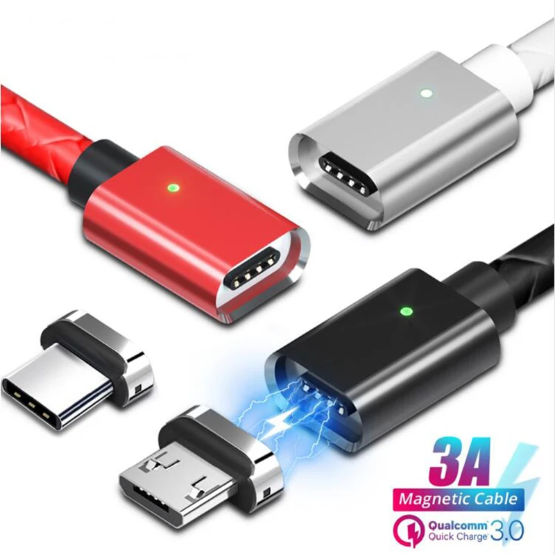 

Magnetic Micro USB Cable 3A Fast Charge For iPhone Samsung Android Type C Mobile QC3.0 Quick Charging Magnet Charger Cord Cables