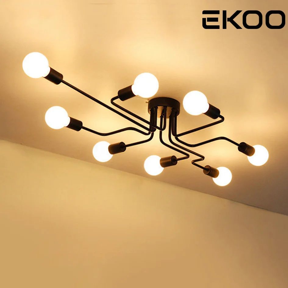 

EKOO E27 8 Lights Industrial Steampunk Vintage Ceiling Lighting Lamp Fixture for living room dining room bedroom light
