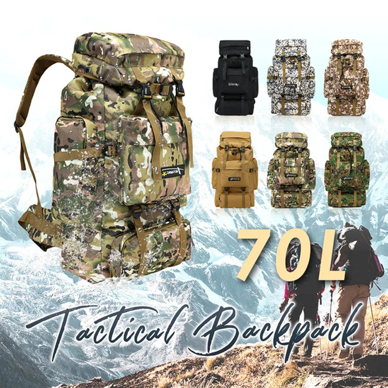 

Multipurpose 70L Outdoor Tactical Military Backpack Climbing Camping Foldable Backpack Hiking Travel Waterproof Rucksack Men Bag