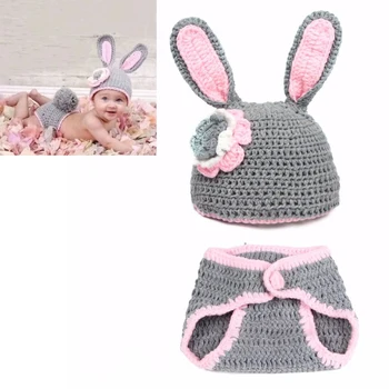 

Newborn Photography Props Baby Crochet Knit Rabbit Costume Photography Prop Infant Photo Shoot Outfits Educational Accessories