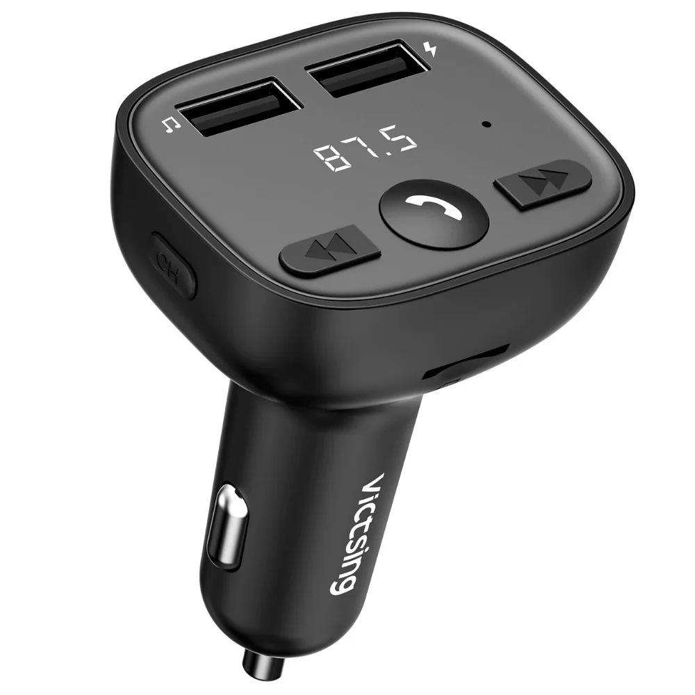 VicTsing Bluetooth FM Transmitter for Car LED Screen Radio Transmitter Wireless Bluetooth Radio Adapter Car Kit 2.4A USB Ports   (2)