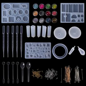 

1 Set Silicone Mold Jewelry Epoxy Mould Tool Set For DIY Craftsmanship Pendant Flash Sequins Decoration Handmade Making Tools