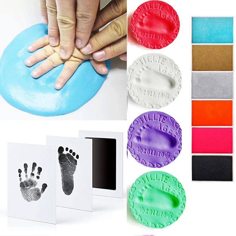 Kit D Empreinte De Main Non Toxique Pour Bebe Cadre Photo A Faire Soi Meme Souvenirs Pour Bebe Avec Impression D Argile Jouets A Encre Pour Nouveau Ne Aliexpress