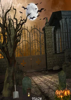 

Strange Photography Backdrops Dead Tree Old Iron Gate Photo Background Vinyl Cloth Customize for Photo Studio Halloween Backdrop