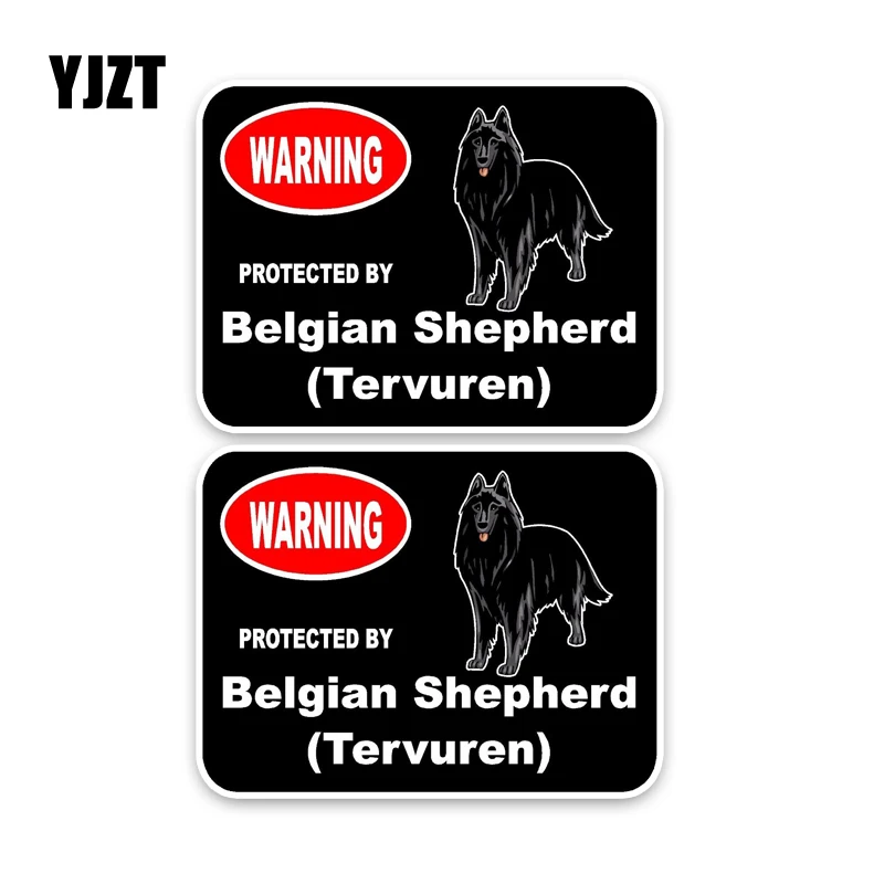 

YJZT 15*11.4CM 2X Belgian Shepherd Tervuren Guard Dog Creative Cartoon Car Sticker C1-4454