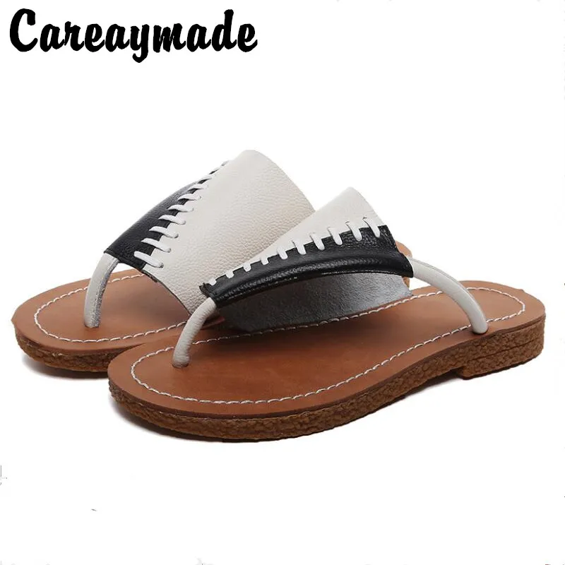 Careaymade Лидер продаж Новинка лета лоскутные шлепанцы на плоской подошве из