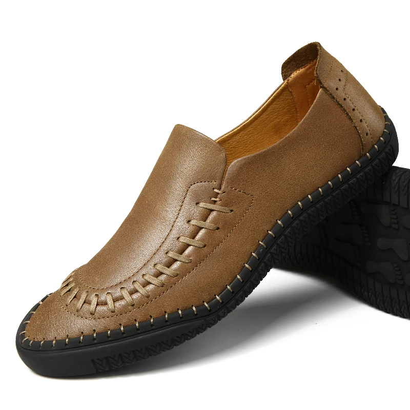

Italian Men Shoes Casual Luxury Brand handmade sewing Summer Men Loafers Genuine Leather Moccasins Breathable Slip on Boat Shoes