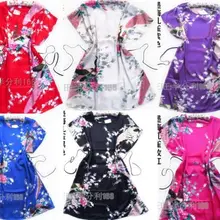 Короткий рукав цветочный сексуальный плюс размер женский шелковый халат леди девушка шелковые пижамы домашние ночные рубашки домашняя одежда для сна павлин