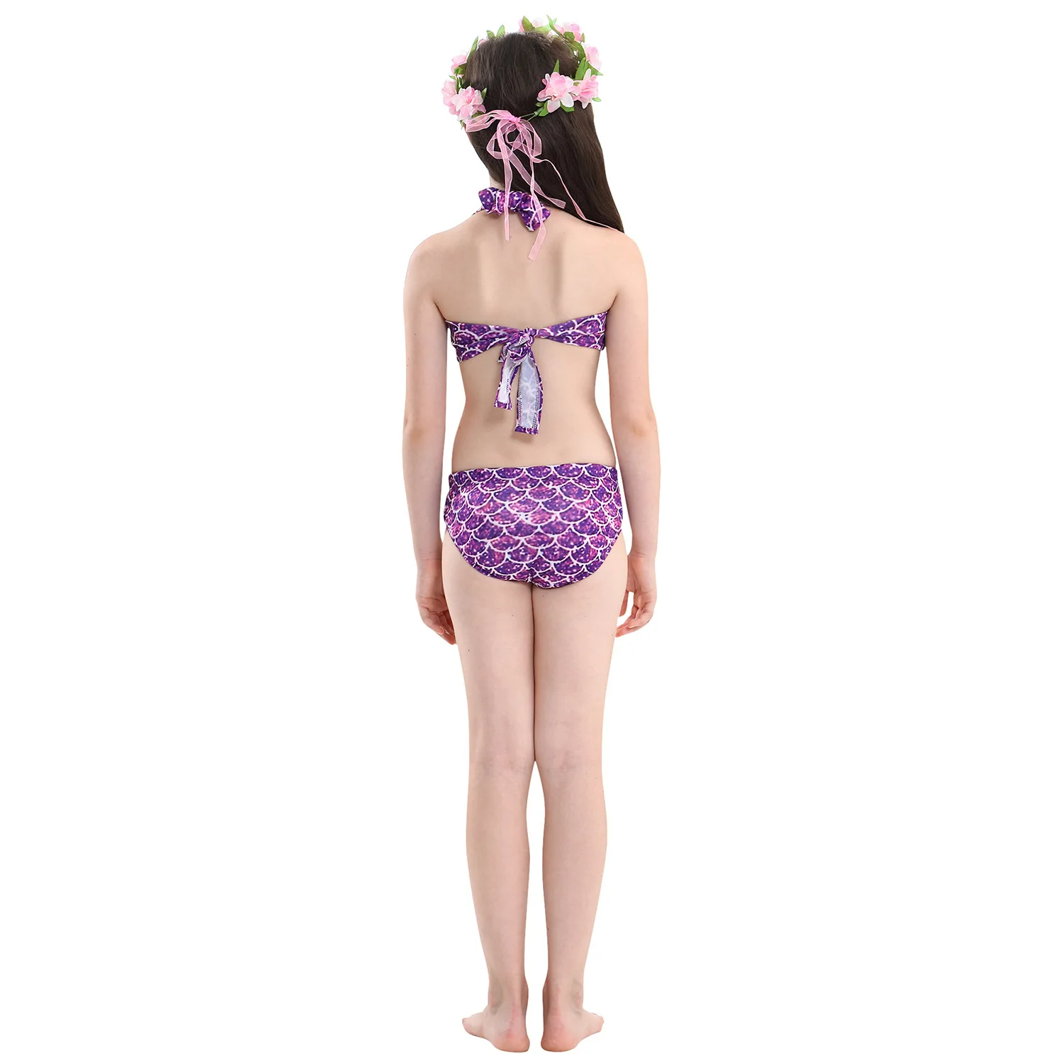 Детский маскарадный костюм с хвостом русалки для девочек, комплект бикини, купальный костюм