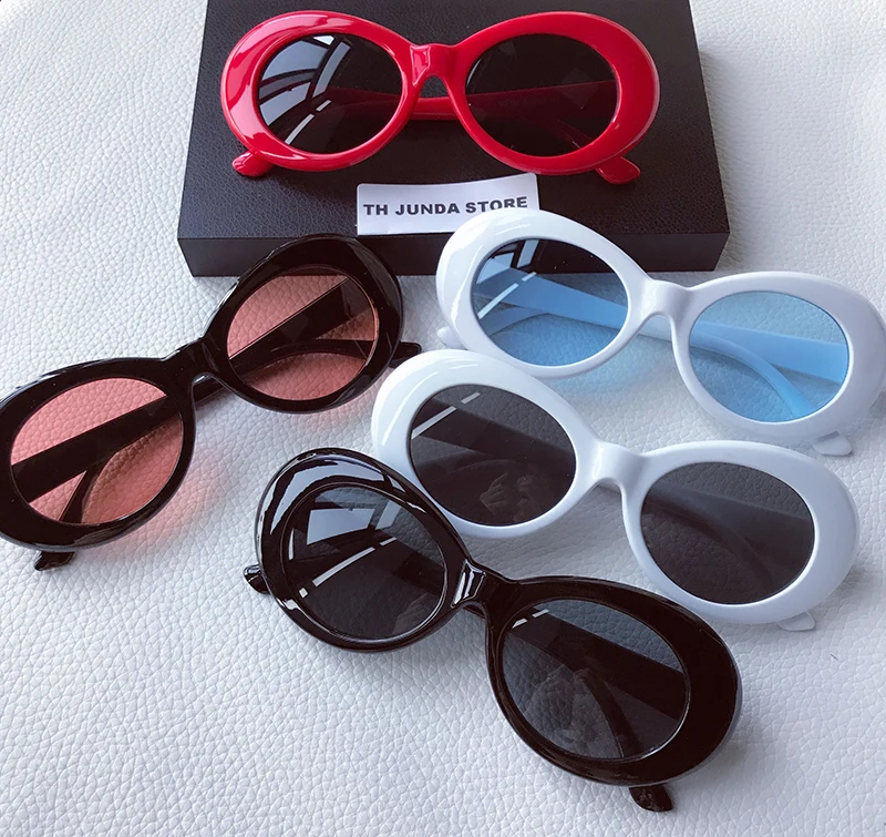 Винтажные Овальные Солнцезащитные очки для женщин и мужчин, фирменный дизайн, хип-хоп, хиппи, панк, белые, черные солнцезащитные очки, UV400