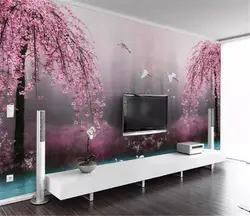 На заказ любой размер 3d Wallpape красивый мечтательный Cherry Лебединое озеро пейзаж ТВ фон настенные украшения обои