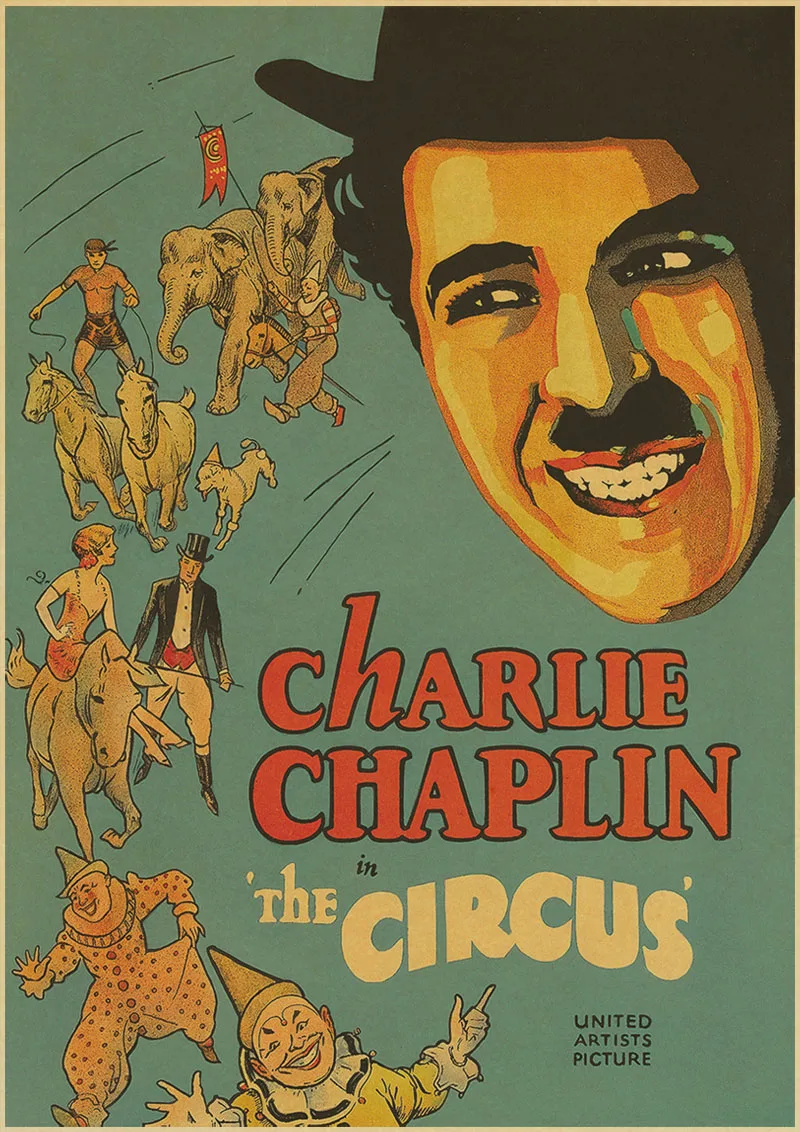 ВИНТАЖНЫЙ ПЛАКАТ Чаплин комедии не слепо Следуйте за украшением персонажа ретро крафт-бумага, голливудский плакат со сценами из фильмов - Цвет: K010
