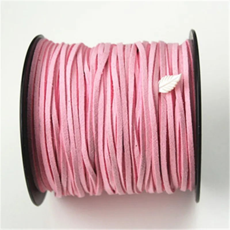 Faux Suede Leather Flat Cord,2.7mmx1.5mm Pink Faux Leather Cord, 30feet